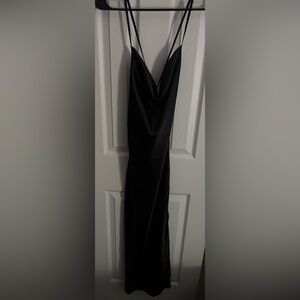 Black Slip Maxi Dress with Cowl Neck